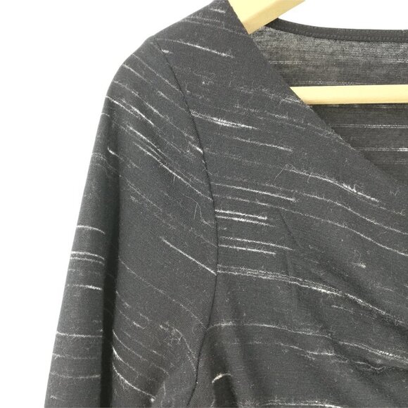 Vanessa Virginia Anthro Draped Bow Shirt Size S Heathered Space Dye Black Tied - Picture 5 of 12